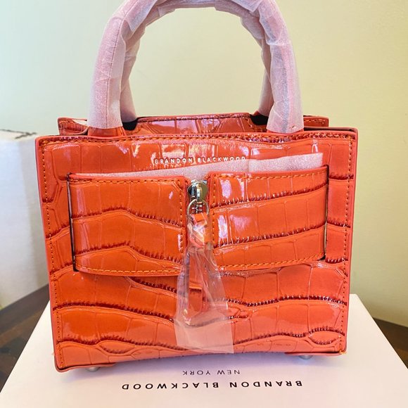 Brandon Blackwood Handbags - Kuei Bag | Orange Croc Embossed  | Brandon Blackwood New York